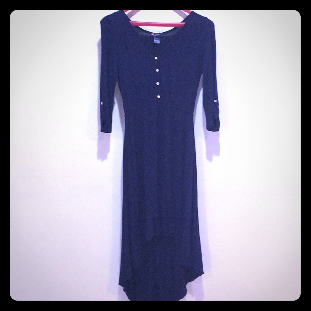 Delirious dress navy blue half button top